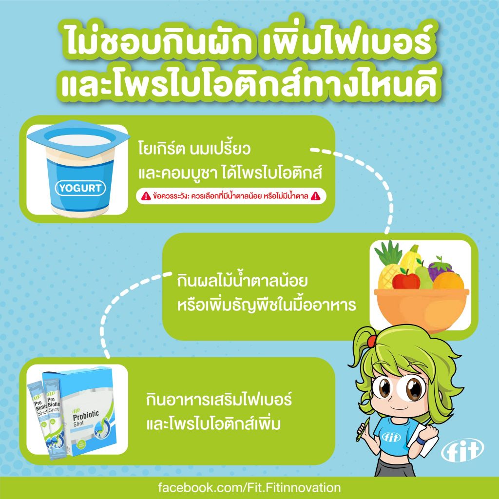 Read more about the article ไม่ชอบกินผัก เพิ่มไฟเบอร์และโพรไบโอติกส์ทางไหนดี