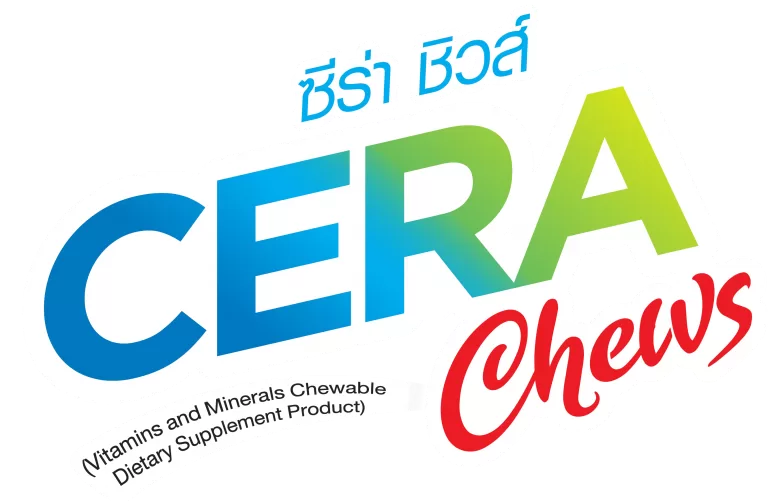 “โลโก้ CERA Chews เกลือแร่เม็ดเคี้ยว เสริมแมกนีเซียม โพแทสเซียม และวิตามินรวม ผลิตภัณฑ์จาก Fit Innovation ช่วยลดตะคริว ฟื้นฟูร่างกาย เหมาะสำหรับนักวิ่งและผู้ที่ออกกำลังกาย” “CERA Chews brand logo for electrolyte chewable tablets with magnesium, potassium, and multivitamins by Fit Innovation. Supports hydration, reduces cramps, and enhances recovery for runners and active people.”